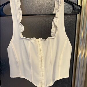 Forever 21 White Ruffled Crop Top